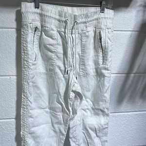 Athleta size 10 white linen drawstring pants